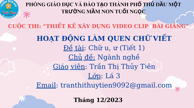 LQCV: CHỮ U, Ư (TIẾT 1)